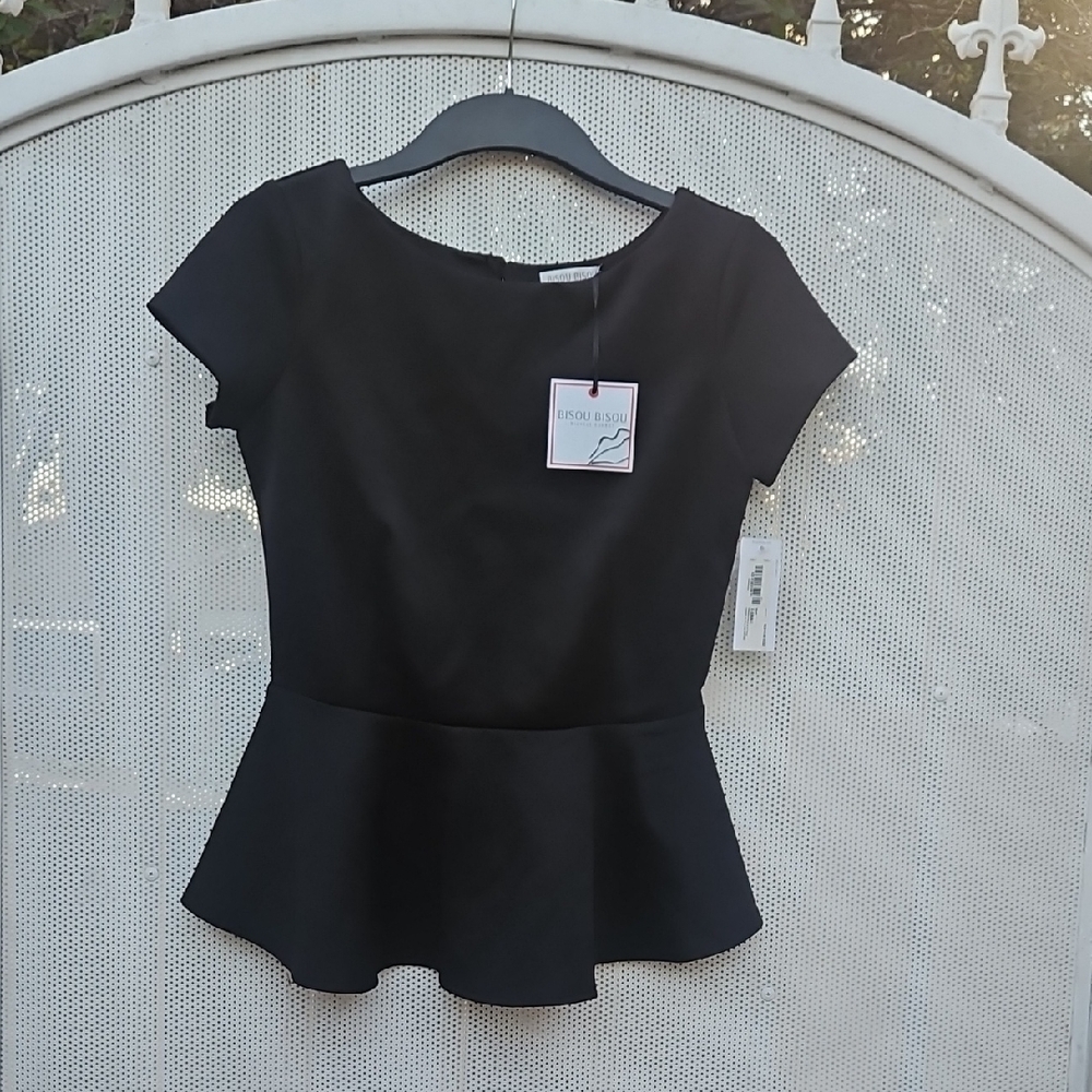 Bisou Bisou Black Peplum Blouse